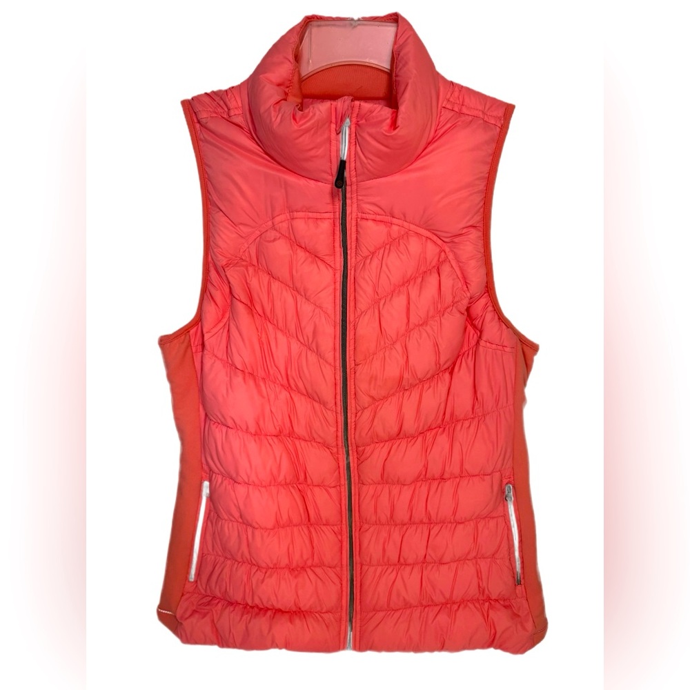 Tangerine brand Womens Duck Down Zip up Puffer Vest Size Large Salmon Pink color